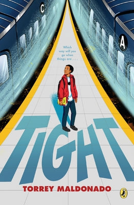 Paperback copy of the novel "Tight" by Penguin Young Readers Group, showing the book cover with title and author.