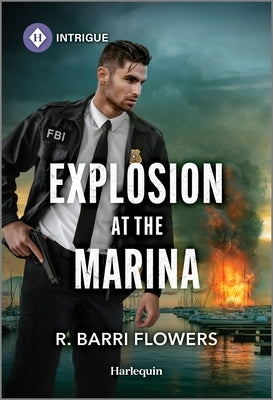 Mass market paperbound novel "Explosion at the Marina" by Harlequin Intrigue featuring a dramatic scene on a marina.