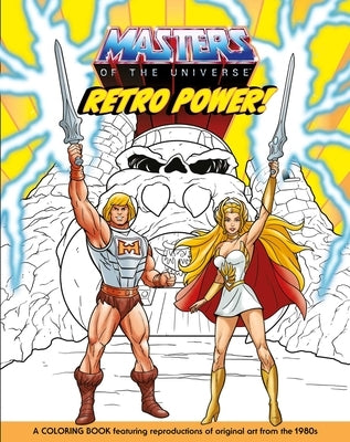 Paperback "Masters of the Universe: Retro Power! Coloring Book" by Mattel Press featuring colorful He-Man and Skeletor illustrations.