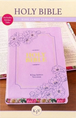 Holy Bible with tabs, King James Version by Thunder Bay Press, open pages showing biblical text and tabbed references.