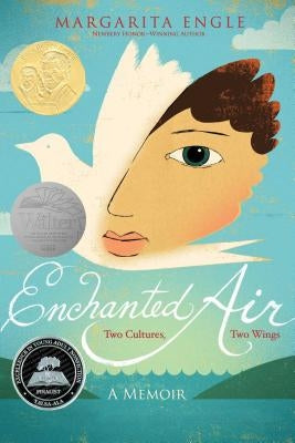 Paperback copy of "Enchanted Air: Two Cultures, Two Wings" memoir by Atheneum Books for Young Readers, featuring a colorful cover.