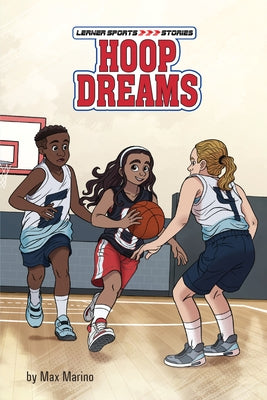 Paperback book titled "Hoop Dreams" by Lerner Publications, featuring a basketball-themed cover design.