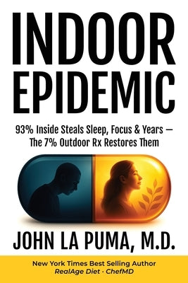 Paperback book titled "Indoor Epidemic" by Wellness Imprints, focusing on sleep, focus, and restoring health through indoor and outdoor balance.