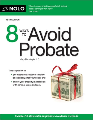 Paperback book titled "8 Ways to Avoid Probate" by NOLO, showing the front cover with title and author details.