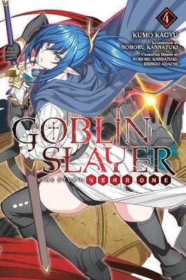 Paperback of Goblin Slayer Side Story: Year One, Vol. 4 light novel by Yen on, featuring cover art with fantasy characters and title text.