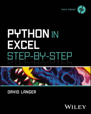 Paperback book titled "Python in Excel Step-By-Step" by Wiley, featuring a cover with Python and Excel graphics.