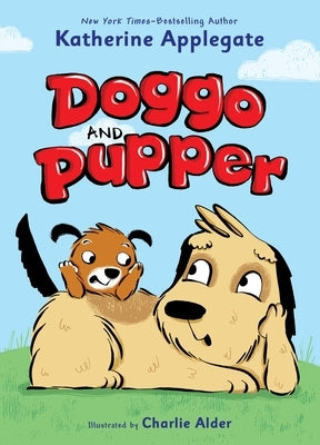 Paperback book titled Doggo and Pupper by Square Fish featuring colorful illustrated dog characters on the cover.
