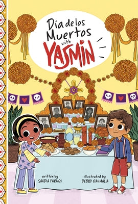 Paperback book titled "Día de Los Muertos with Yasmin" by Picture Window Books, featuring colorful Día de Los Muertos imagery on the cover.