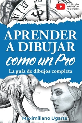 Paperback book titled "Aprender a dibujar como un Pro" by Book Shelter Gmbh, showcasing cover with drawing tools and art techniques.