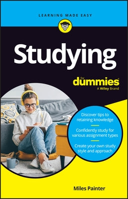 Paperback "Studying for Dummies" book by For Dummies, featuring a cover with educational icons and a study-themed design.