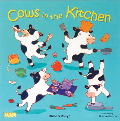 Children's paperback book titled "Cows in the Kitchen" featuring colorful illustrations of cows in a kitchen setting.