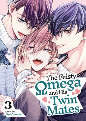 Paperback of The Feisty Omega and His Twin Mates Vol. 3 manga by Seven Seas, showing the front cover with colorful illustrations.