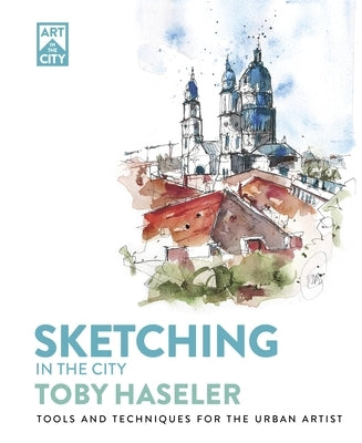 Paperback book titled "Sketching in the City" by David & Charles, featuring urban art tools and techniques on the cover.