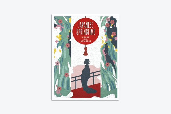 Japanese Springtime color-by-numbers book by Skittledog, featuring contemporary spring-themed illustrations in paperback.