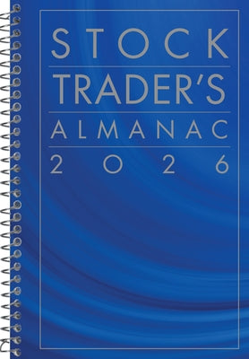 Paperback edition of the Wiley Stock Trader's Almanac 2026, featuring a colorful cover with financial charts and market data.