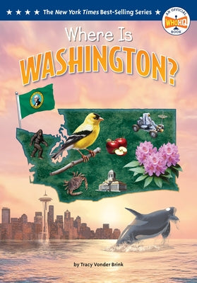 Paperback book titled "Where Is Washington?" by Penguin Workshop featuring colorful cover art.