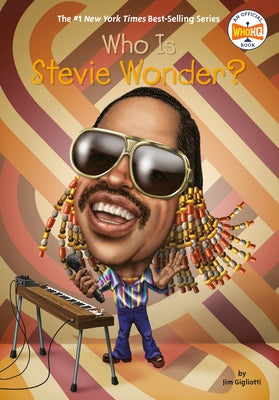 Paperback book titled "Who Is Stevie Wonder?" from Penguin Workshop, featuring a colorful cover with Stevie Wonder's image.