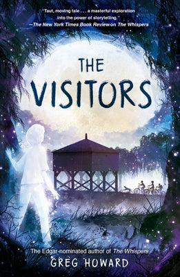 Paperback copy of "The Visitors" by Nancy Paulsen Books, showing the book cover with artwork and title.