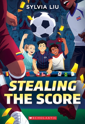 Paperback of "Stealing the Score" by Scholastic Paperbacks showing the book cover with colorful illustrations and title text.