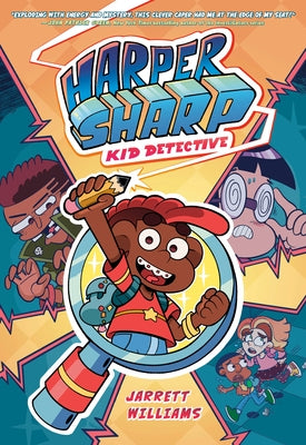 Paperback of Harper Sharp Kid Detective graphic novel by Random House Graphic showing colorful cover art with young detective character.
