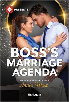 Mass market paperbound copy of Boss's Marriage Agenda book by Harlequin Presents, featuring a romantic novel cover.
