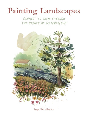 Paperback book titled "Painting Landscapes: Connect to Calm Through the Beauty of Watercolour" by Leaping Hare, featuring a serene landscape cover.