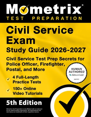 Civil Service Exam Study Guide 2026-2027 paperback by Mometrix Media with practice tests, online tutorials, and test prep tips