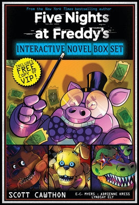 Scholastic Inc. Five Nights at Freddy's Interactive Novel Box Set paperback with colorful cover and multiple books inside.
