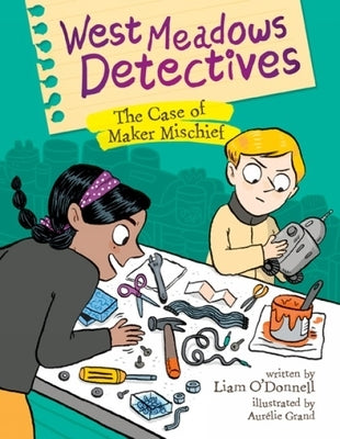 Paperback of West Meadows Detectives: The Case of Maker Mischief by Owlkids featuring colorful cover art with detective characters.