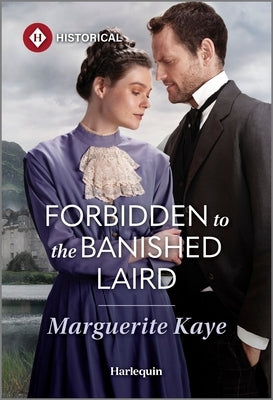 Mass market paperback of "Forbidden to the Banished Laird" by Harlequin Special Releases, featuring a romantic Scottish landscape cover.