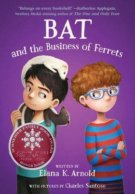 Paperback of "Bat and the Business of Ferrets" by Clarion Books featuring the book cover with illustrations and title text.