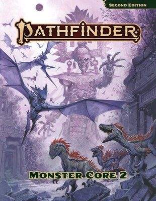 Paperback Pathfinder Monster Core 2 book by Paizo Inc. featuring colorful monster illustrations and detailed game stats.