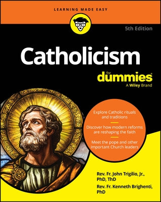 Paperback copy of Catholicism for Dummies by For Dummies, featuring the book cover with title and branding.