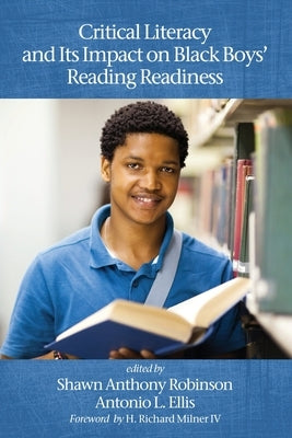 Paperback book titled Critical Literacy and Its Impact on Black Boys' Reading Readiness by Information Age Publishing, with a colorful cover.