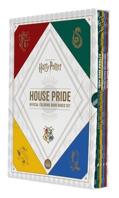 Harry Potter House Pride boxed set featuring official house-themed coloring books by Insight Editions, with colorful cover art.