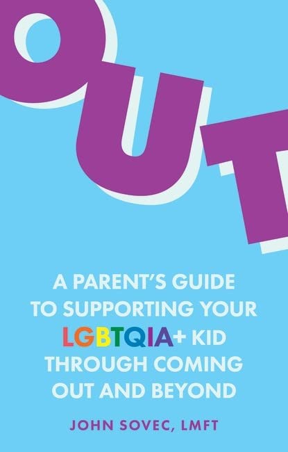 Paperback book titled "Out" by Jessica Kingsley Publishing, featuring a cover with vibrant colors and abstract artwork.