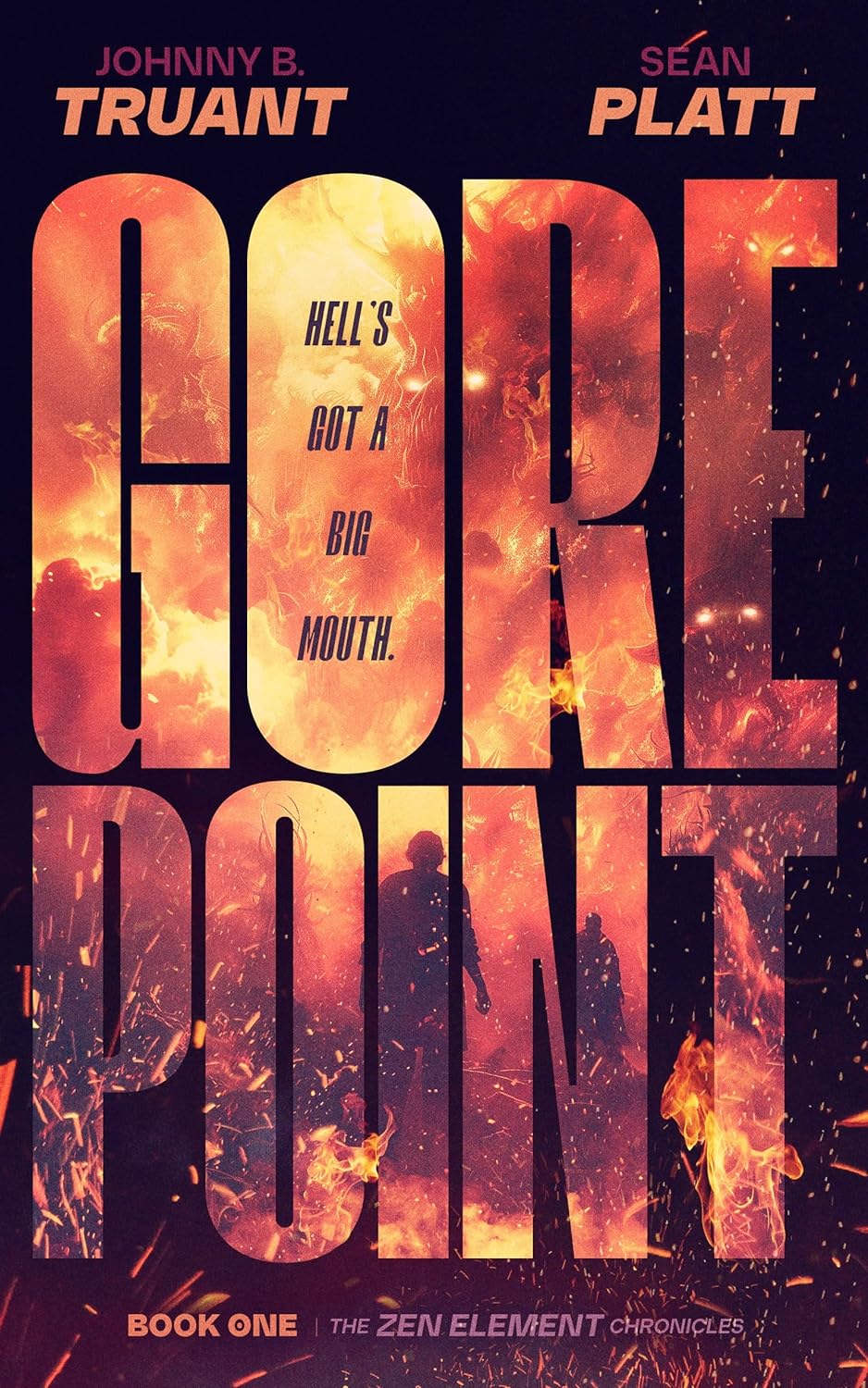 Paperback book titled "Gore Point" by Johnny Truant LLC, with a dark cover featuring horror-themed artwork.