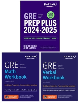 Kaplan Publishing GRE Complete 2024-2025 paperback book, updated for the new GRE exam, with a blue cover and printed title.
