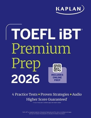 Kaplan Publishing TOEFL IBT Premium Plus 2026 paperback book with cover design and title visible