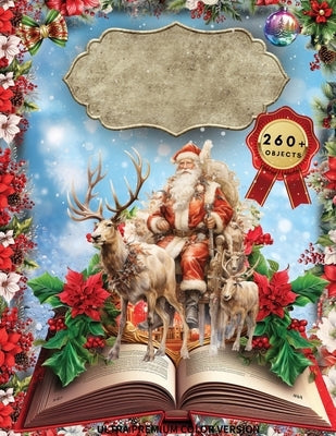 Paperback Christmas Ephemera Book by Kate Curry featuring high-quality Santa Claus and elk images for scrapbooking and paper crafts.