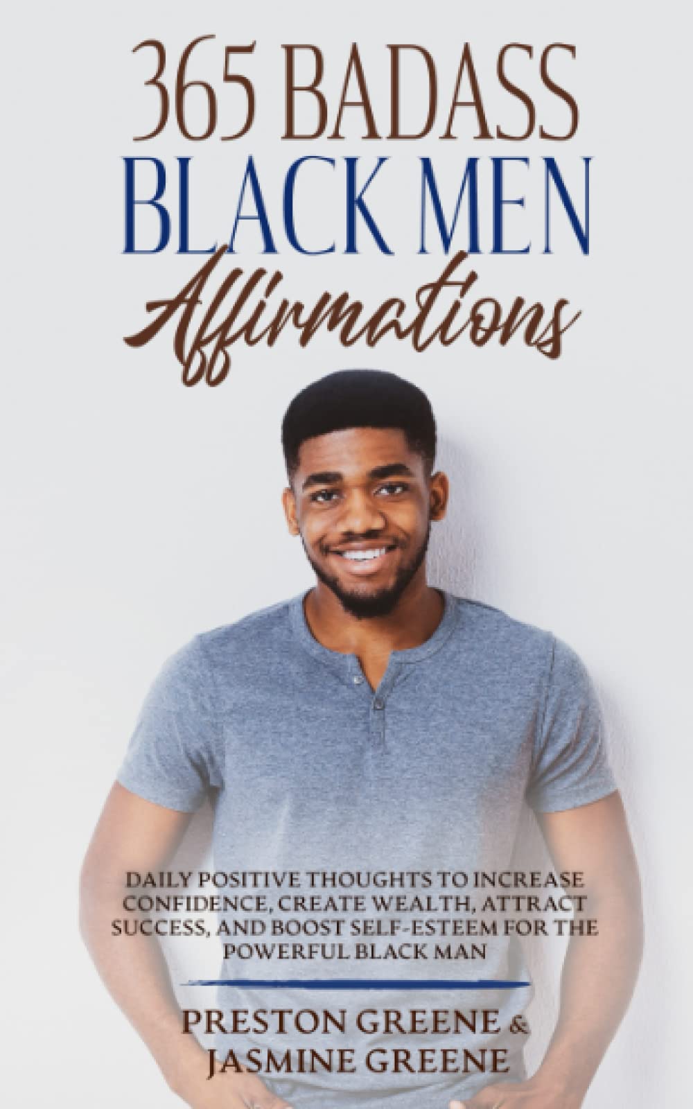Paperback book titled "365 Badass Black Men Affirmations" by Kujenga LLC, featuring a black cover with bold white text.