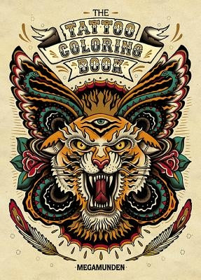 Paperback Tattoo Coloring Book for Adults by Laurence King featuring intricate tattoo designs and two pull-out posters.