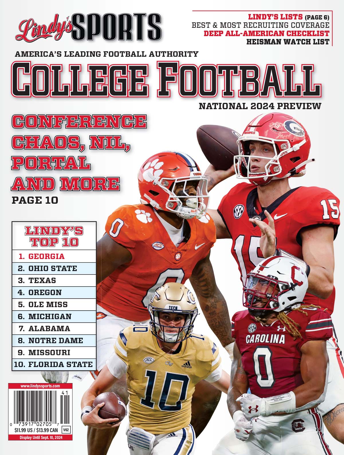 Lindy's Sports 2025-2026 National College Football Magazine, a sports publication with football coverage and team photos.