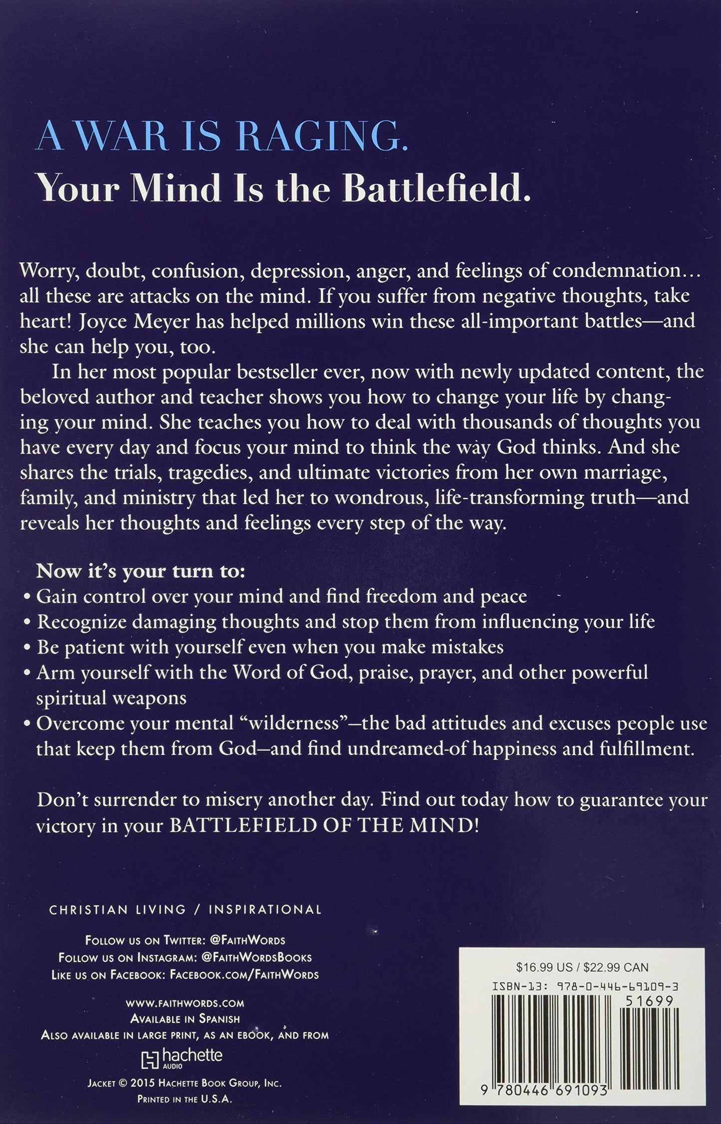 Battlefield of the Mind: Winning the Battle in Your Mind - TX Corrections Bookstore