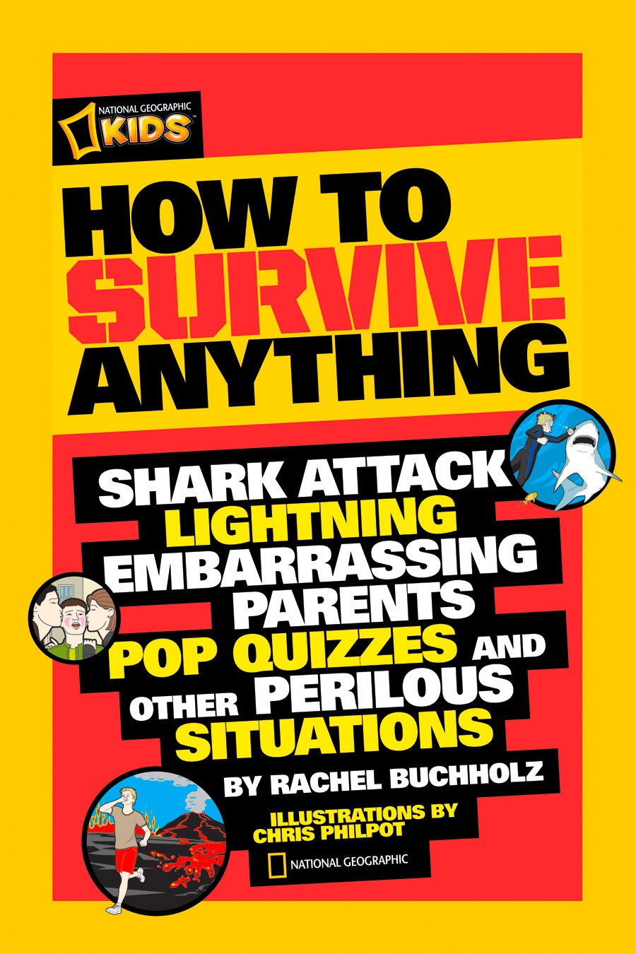 National Geographic Kids paperback book titled "How to Survive Anything" with colorful cover illustration.