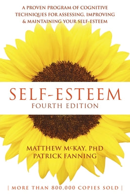 Paperback book titled "Self-Esteem" by New Harbinger Publications featuring a plain cover with the title and author name.