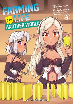 Paperback of Farming Life in Another World Volume 4 by One Peace Books, featuring cover art with fantasy characters.