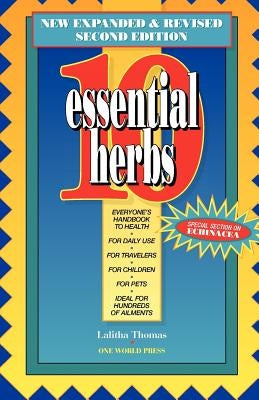 Paperback book titled "10 Essential Herbs" by One World Press featuring a cover with images of various herbs.