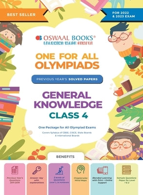 Oswaal One For All Olympiad Class 4 General Knowledge Paperback, showing cover with colorful design and title text.