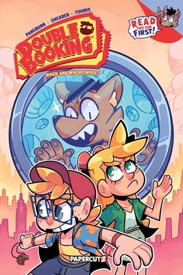 Paperback of Double Booking Vol. 2: When and Where Wolf? by Papercutz, featuring colorful cover art with comic-style illustrations.